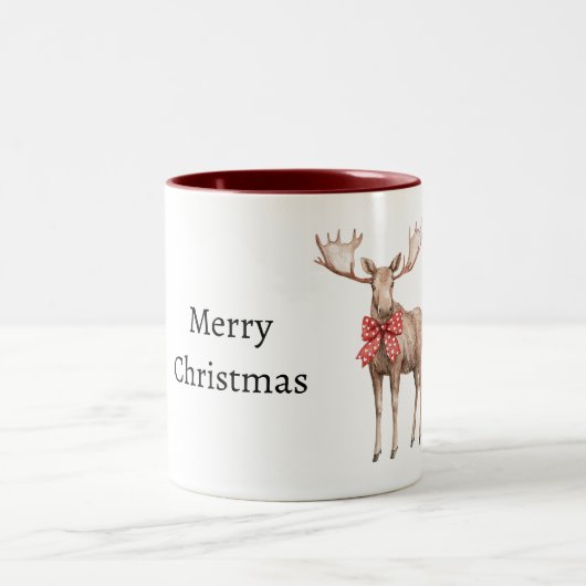 Moose Red Hearts Christmas ツートーンマグカップ (中央)