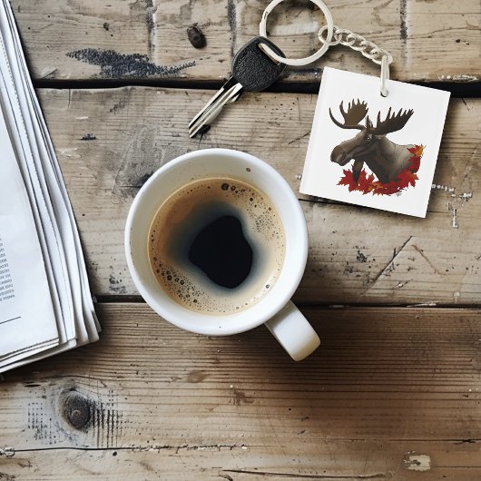 Moose Red Maple Leaves キーホルダー