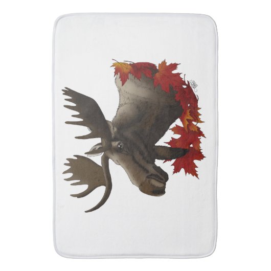 Moose Red Maple Leaves バスマット (正面縦)