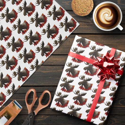 Moose Red Maple Leaves ラッピングペーパー