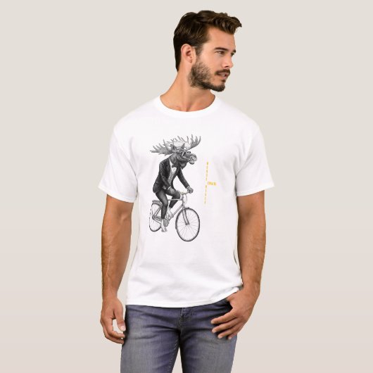 Moose Rider Minimal Animal Illustration. Tシャツ (正面フル)