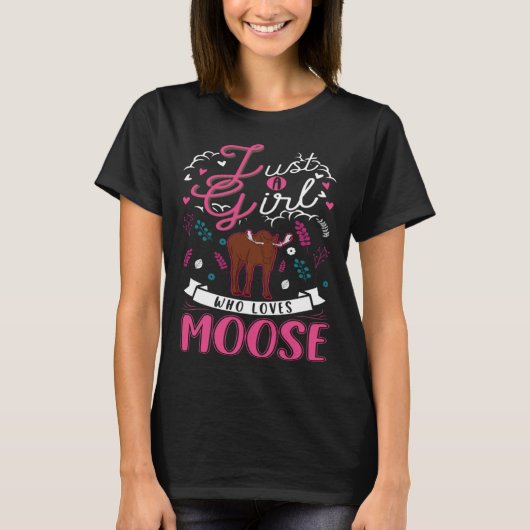 Moose Scandinavia Moose Antlを愛する女の子 Tシャツ (正面)