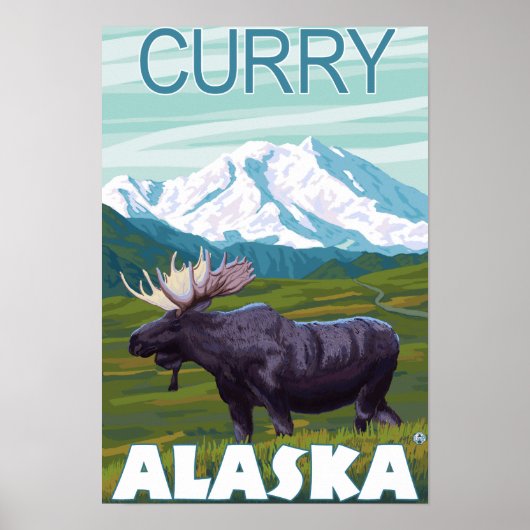 Moose Scene – カレー，アラスカ ポスター (正面)