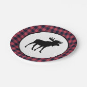 Moose Silhouette Plaid Wilderness Mountain ペーパープレート (アングル)