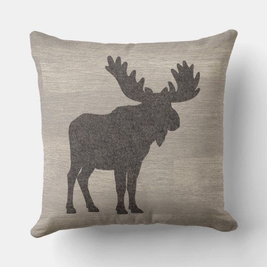 Moose Silhouette Reversible Throw Pillow クッション (裏面)
