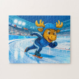 Moose Speed Skating on a Frozen Ice Track ジグソーパズル