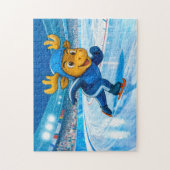 Moose Speed Skating on a Frozen Ice Track ジグソーパズル (縦)