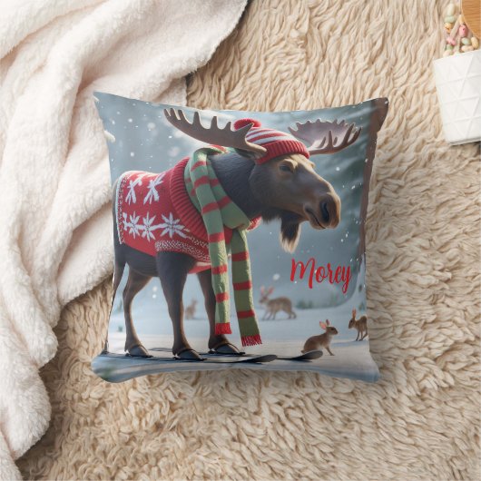 Moose-tastic Christmas Personalized  クッション (ブランケット)