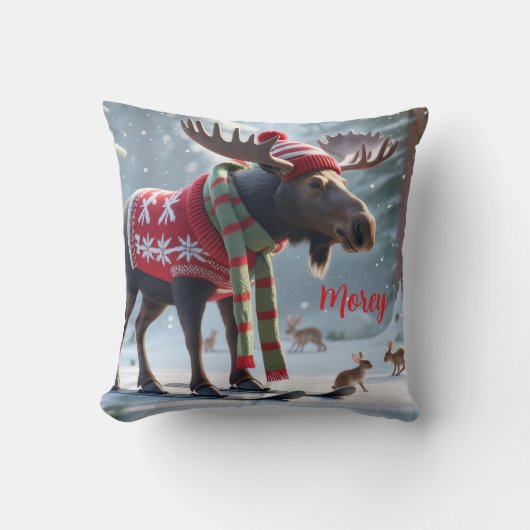 Moose-tastic Christmas Personalized  クッション (正面)