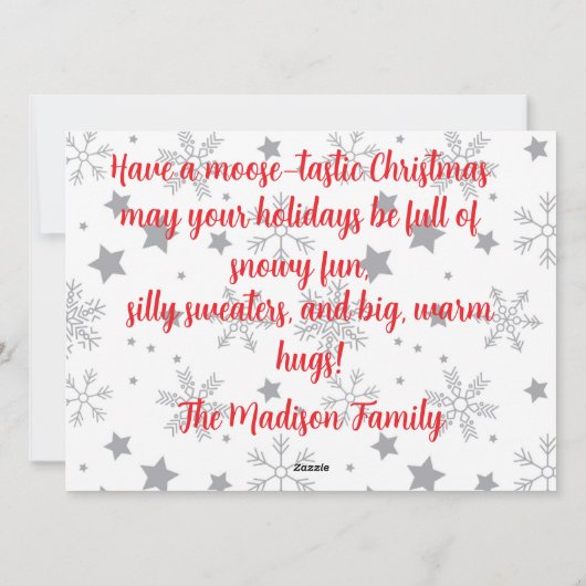 Moose-tastic Christmas Personalized Greeting Card シーズンカード (裏面)