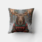 Moose Wearing Ugly Christmas Sweater クッション (裏面)