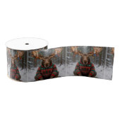 Moose Wearing Ugly Christmas Sweater グログランリボン (リール)