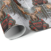 Moose Wearing Ugly Christmas Sweater ラッピングペーパー (ロールコーナー)