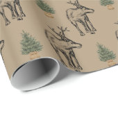 Moose & Xmas Trees Christmas Wrapping Paper ラッピングペーパー (ロールコーナー)
