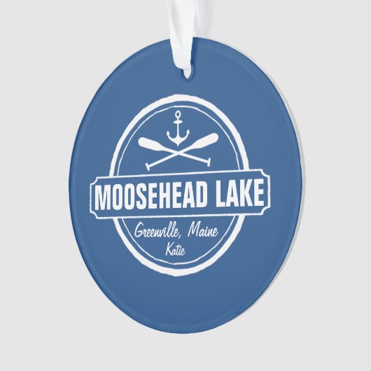Moosehead湖のメインのいかりのカスタムな町および名前 オーナメント (正面)