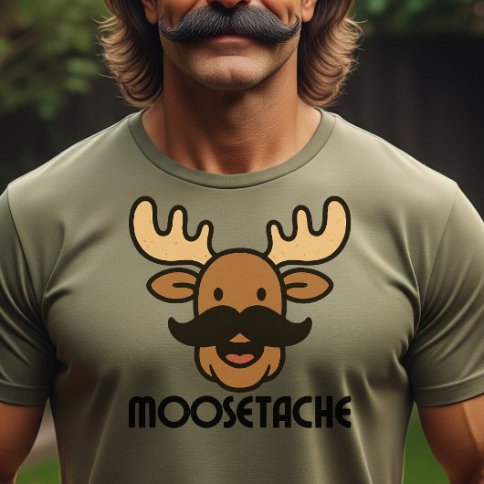 Moosetache Funny Moose With Mustache Dad Gifts Tシャツ