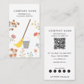Mop Bucket Floral Professional Cleaning Services 名刺 (正面/裏面)