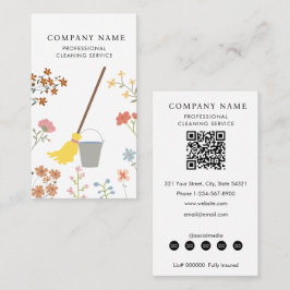 Mop Bucket Floral Professional Cleaning Services 名刺