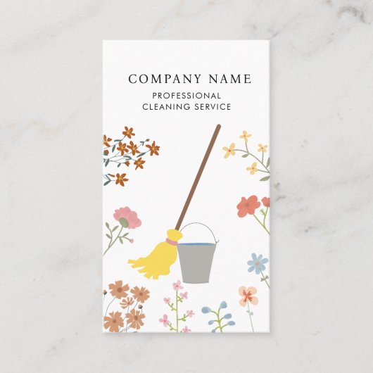 Mop Bucket Floral Professional Cleaning Services 名刺 (正面)