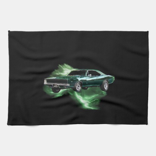 Mopar: 「緑の稲妻を持つ68のごまかしの充電器 キッチンタオル (横)