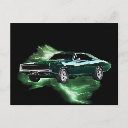 Mopar: '68 Dodge Charger with green稲妻 ポストカード (正面)