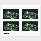 Mopar: '68 Dodge Charger with green稲妻 長方形シール (シート)