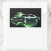 Mopar: '68 Dodge Charger with green稲妻 長方形シール (バッグ)