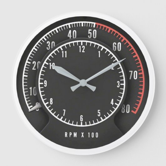 Mopar - Dodge Charger Tic TOC Tach Round Clock ラージ壁時計 (正面)