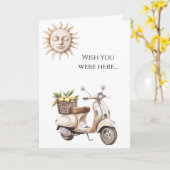 Moped Motor Bike Sun Wish you were here カード (黄色い花)