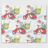 Moped Pizza Delivery ラッピングペーパー (フラット)