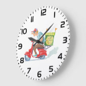 Moped Pizza Delivery ラージ壁時計 (傾斜)