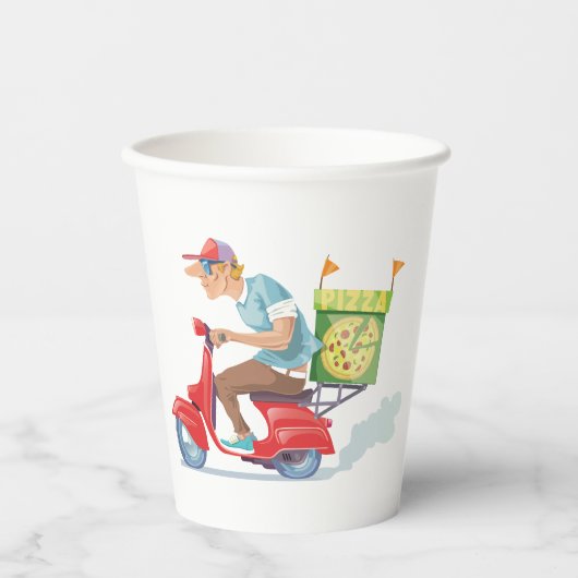 Moped Pizza Delivery 紙コップ (正面)
