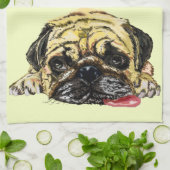 Mops Dog – テキスト/カラーの追加 キッチンタオル (折り畳み)