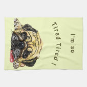 Mops Dog – テキスト/カラーの追加 キッチンタオル (横)