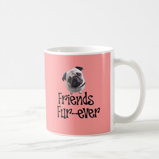 Mops "Friends Fur-ever" コーヒーマグカップ (右)