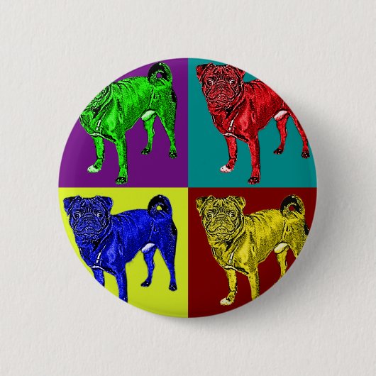 Mops Jack in 4 Farben 缶バッジ (正面)