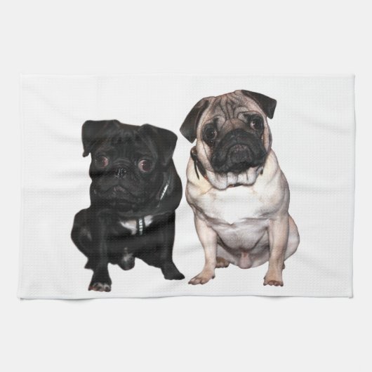 Mops Jack und Richi キッチンタオル (横)