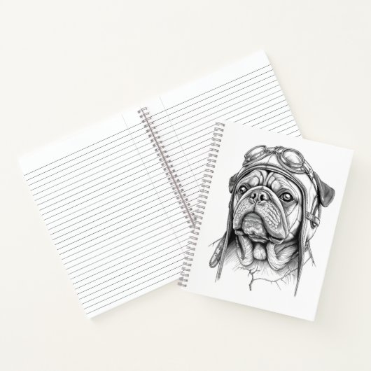 Mops / Pug Marble Statue Antique Style Notebook ノートブック (内部)