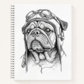 Mops / Pug Marble Statue Antique Style Notebook ノートブック (正面)