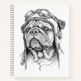 Mops / Pug Marble Statue Antique Style Notebook ノートブック