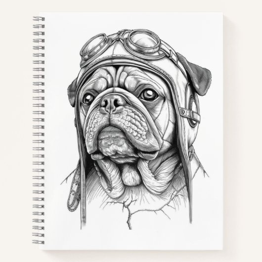 Mops / Pug Marble Statue Antique Style Notebook ノートブック (正面)