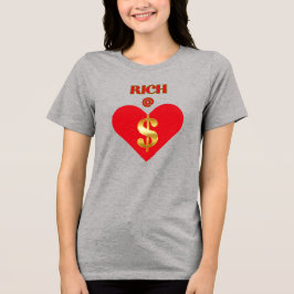 MORAL WEALTH 赤灰色 RICH@HEART グラフィック 女性用 トライブレンドＴシャツ