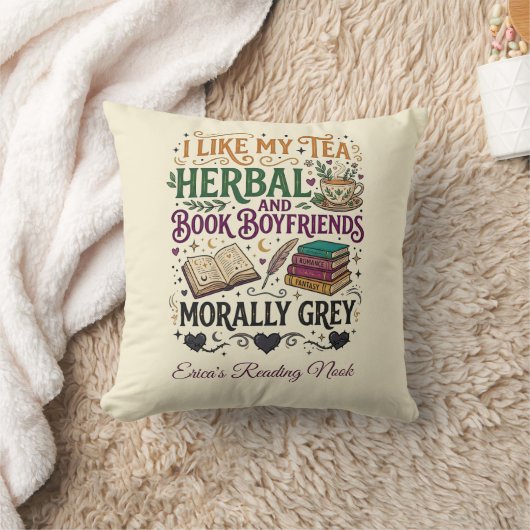 Morally Grey Book Boyfriend Herbal Tea Book Club クッション (ブランケット)