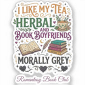 Morally Grey Book Boyfriend Herbal Tea Book Club シール (正面)