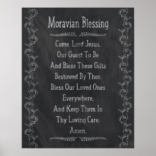 Moravianの天恵-宗教サレムの古い祈りの言葉 ポスター
