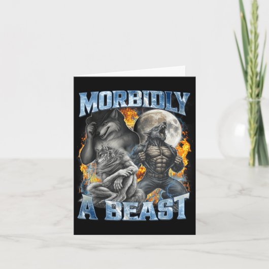 Morbidly A Funny Cringe Alpha Werewolf Wolf Meme  カード (正面)