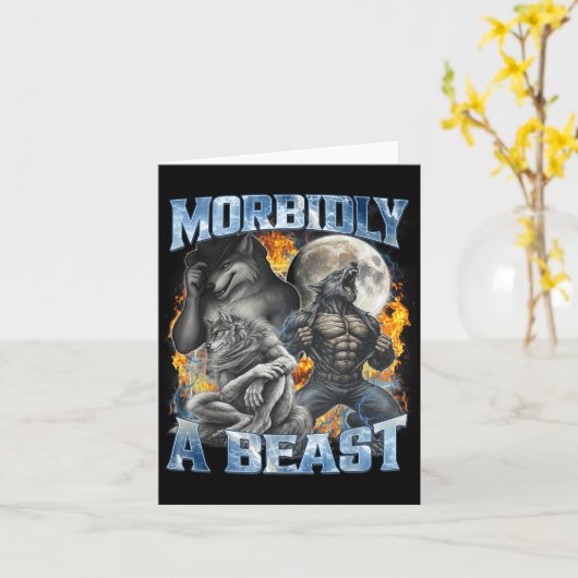 Morbidly A Funny Cringe Alpha Werewolf Wolf Meme  カード (黄色い花)