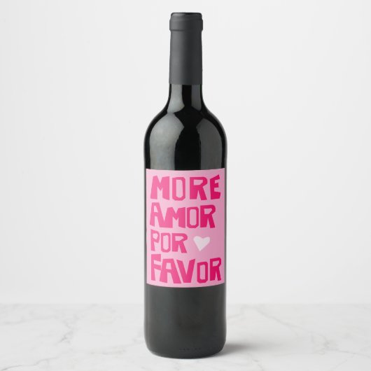 More Amor Por Favor Pink Cool Design Sticker ワインラベル (正面)