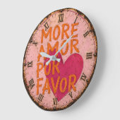 More Amore Por Favor Love Quote ラージ壁時計 (傾斜)
