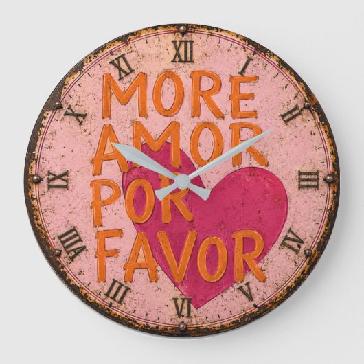 More Amore Por Favor Love Quote ラージ壁時計 (正面)